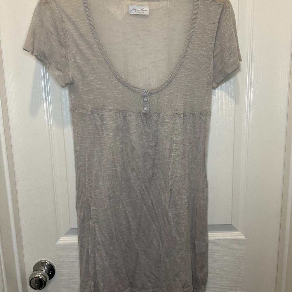 American Vintage Linen & Cotton Light Gray Scoop Neck Knit Size M